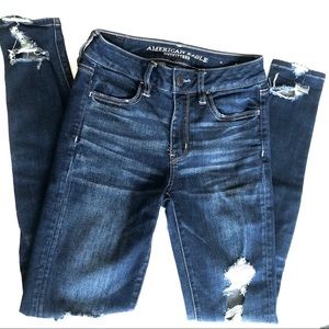 American Eagle high rise distressed skinny jeans